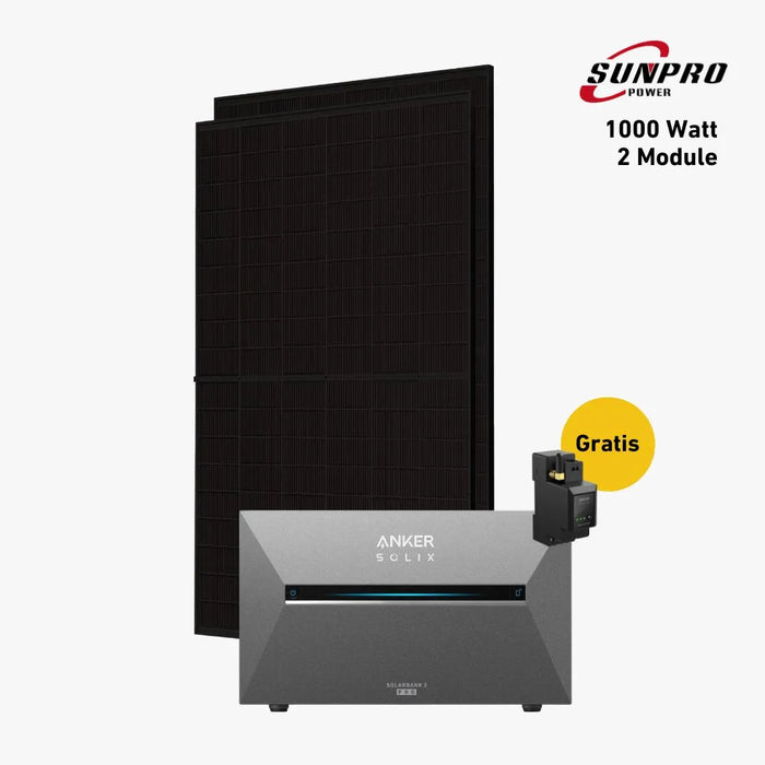 1000W Bifaziales Solarsystem mit Anker SOLIX Solarbank 3 E2700 Pro
