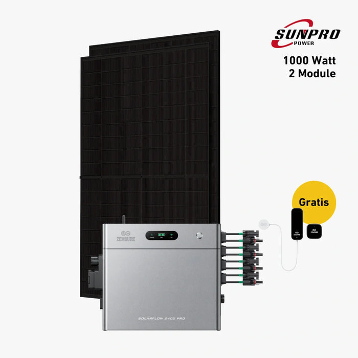 1000W Bifaziales Solarsystem mit Zendure SolarFlow 2400 Pro