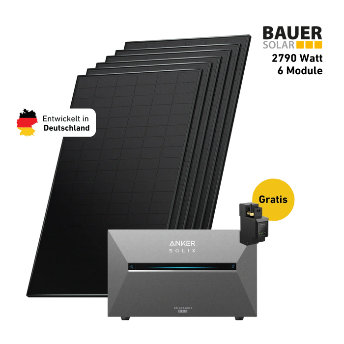 2790W Bifaziales Solarsystem mit Anker SOLIX Solarbank 3 E2700 Pro