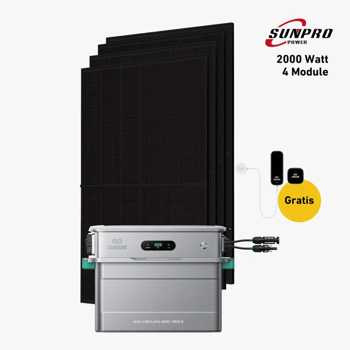 2000W Bifaziales Solarsystem mit Zendure SolarFlow 800 Pro 2