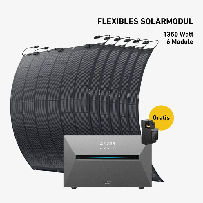 1350W Balkonkraftwerk mit flexiblen Modulen & Anker SOLIX Solarbank 3 E2700 Pro