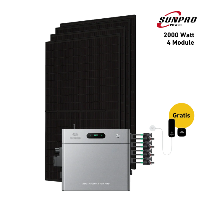 2000W Bifaziales Solarsystem mit Zendure SolarFlow 2400 Pro