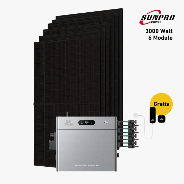 3000W Bifaziales Solarsystem mit Zendure SolarFlow 2400 Pro