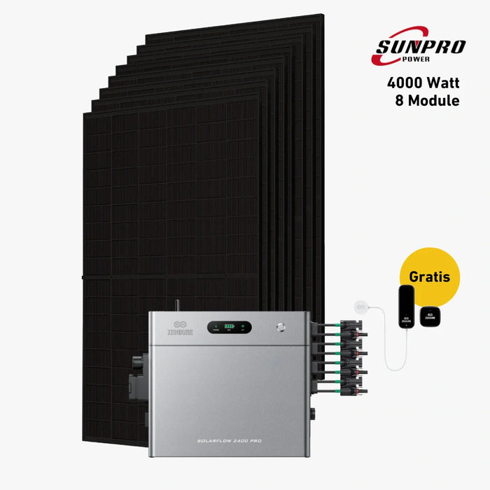 4000W Bifaziales Solarsystem mit Zendure SolarFlow 2400 Pro